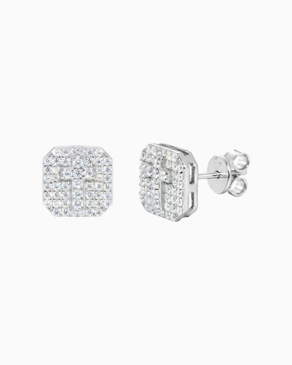 BOUCLES D'OREILLES MOISSANITE SQUARE CROSS.