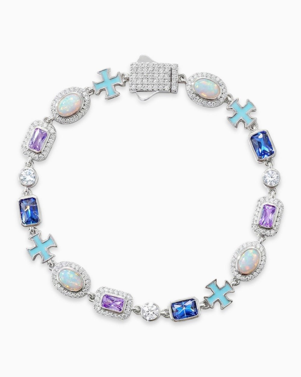 BLUE GEMS & CROSSES BRACELET. - Drippy Amsterdam