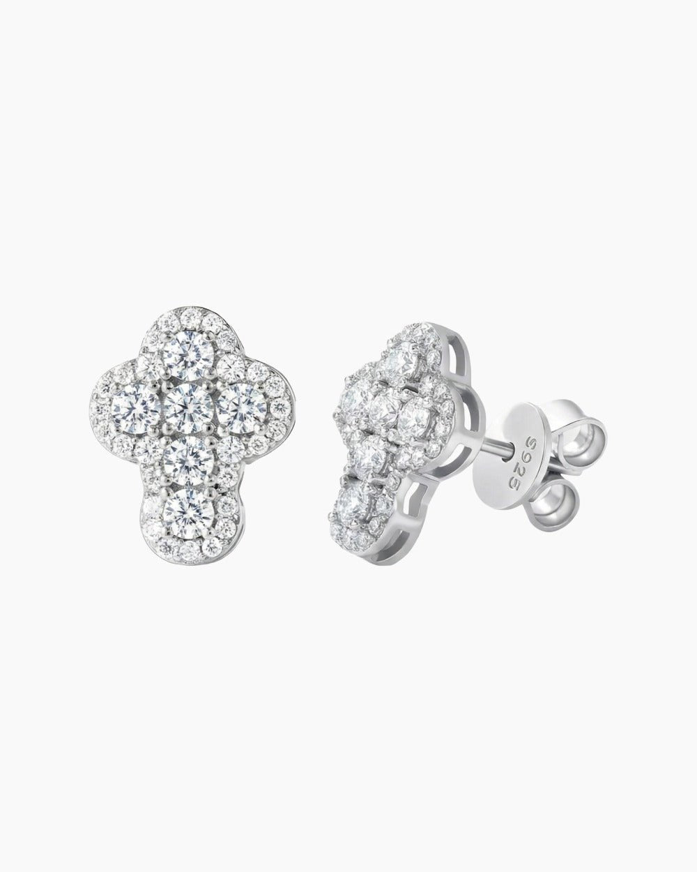 MOISSANITE CLOUD CROSS STUDS. - Drippy Amsterdam