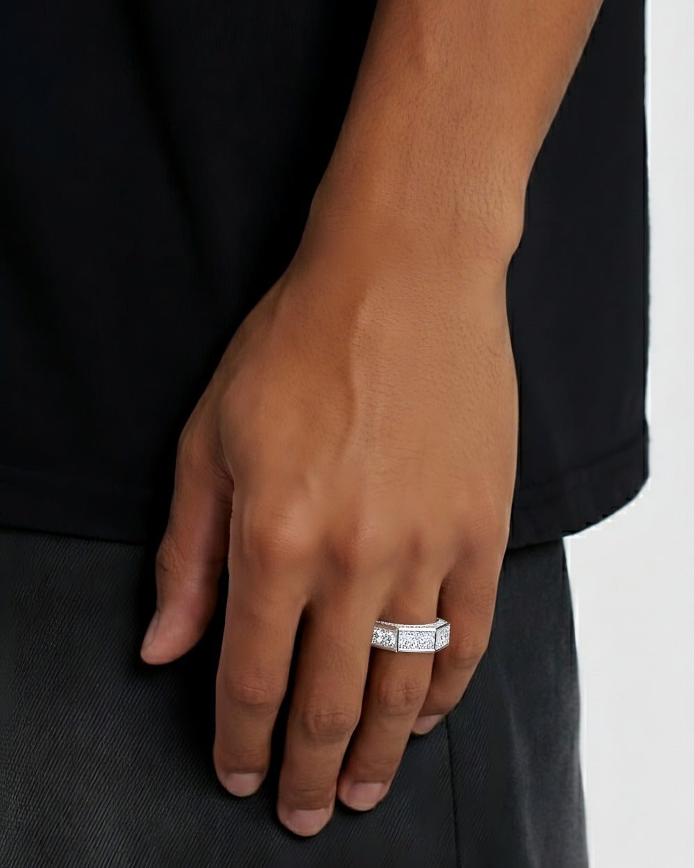 MOISSANITE ICED HEXAGON RING. - Drippy Amsterdam