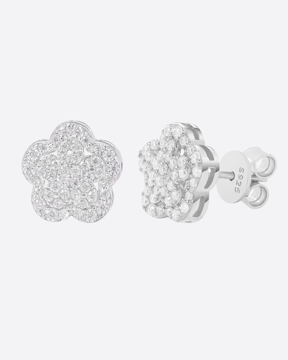MOISSANITE LOTUS FLOWER STUDS. - WHITE GOLD - Drippy Amsterdam