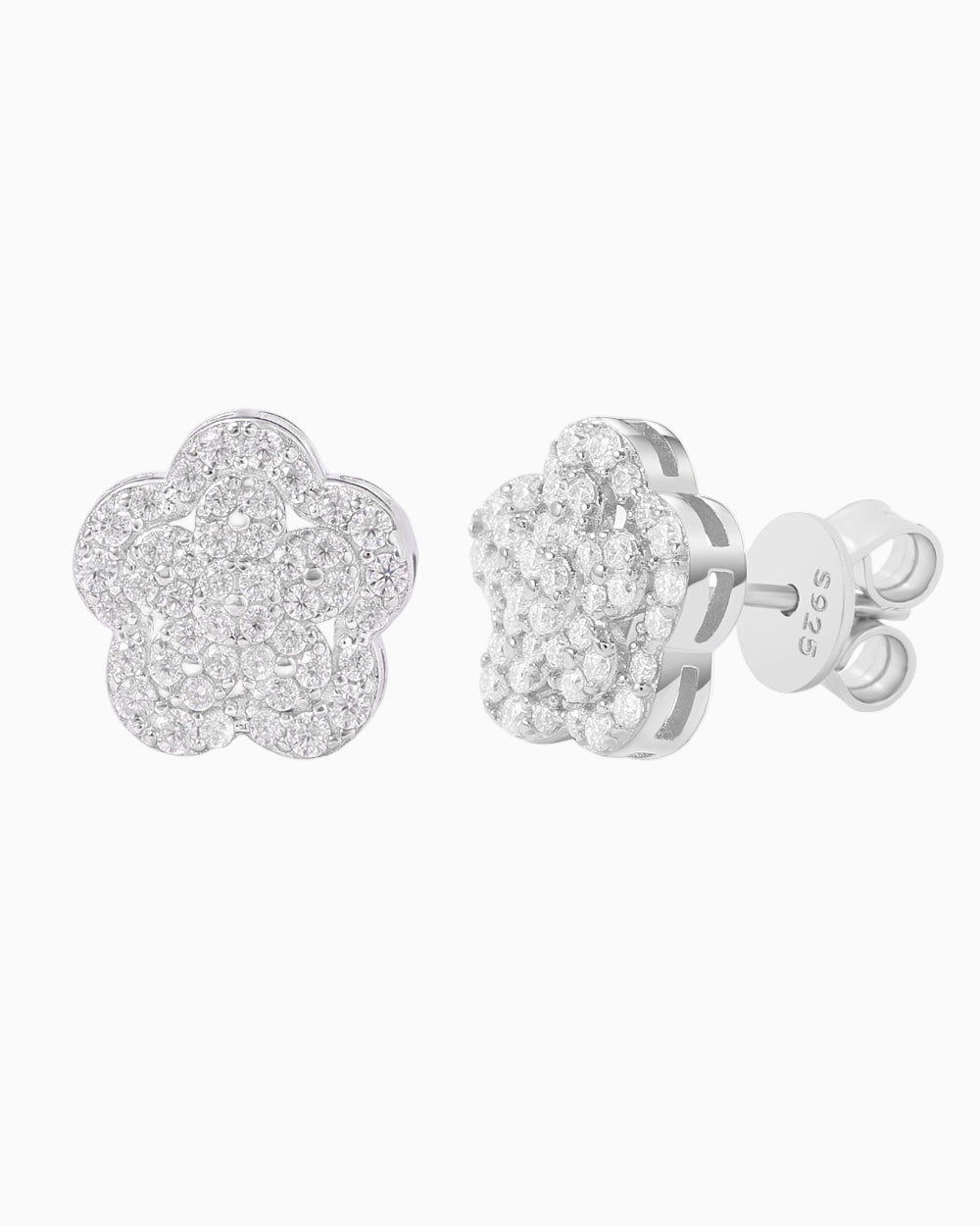 MOISSANITE LOTUS FLOWER STUDS. - WHITE GOLD - Drippy Amsterdam