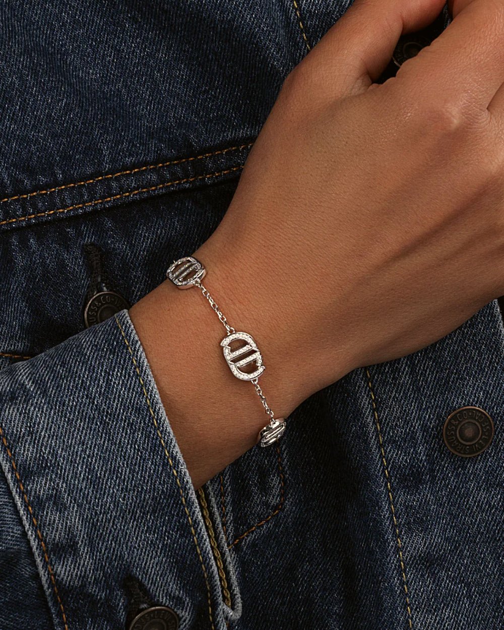 MOISSANITE MONOGRAM BRACELET. - WHITE GOLD - Drippy Amsterdam