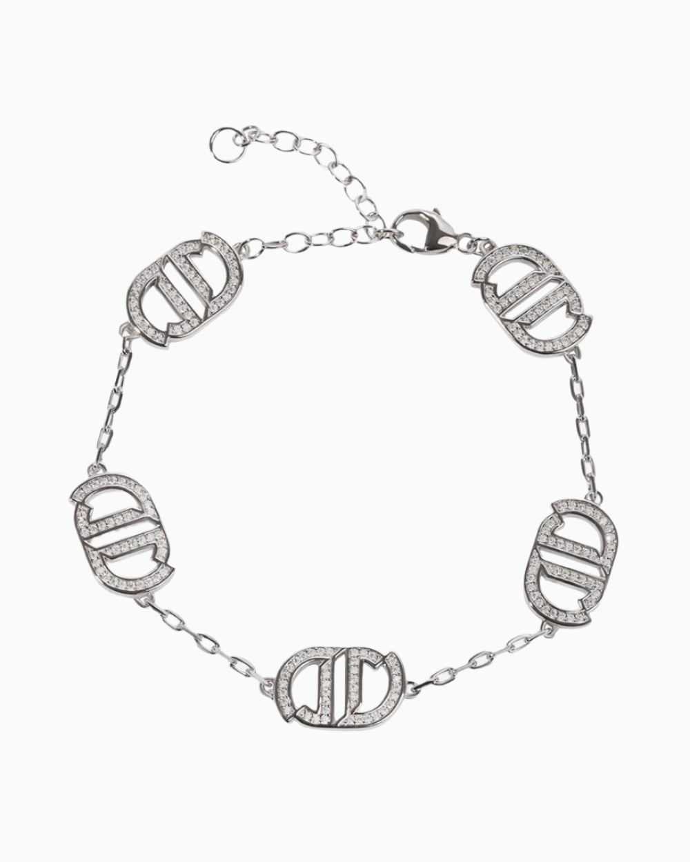 MOISSANITE MONOGRAM BRACELET. - WHITE GOLD - Drippy Amsterdam