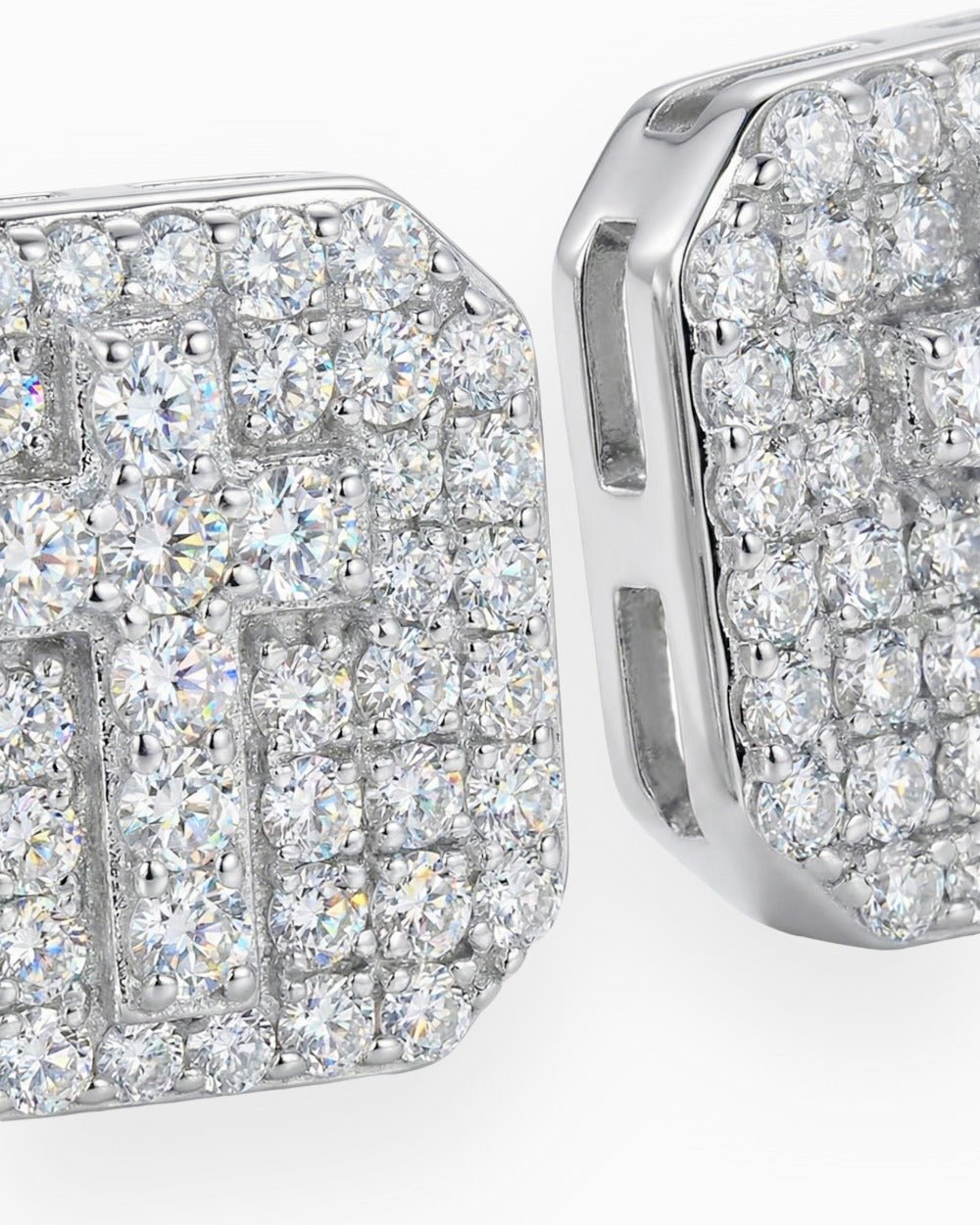 MOISSANITE SQUARE CROSS STUDS. - Drippy Amsterdam