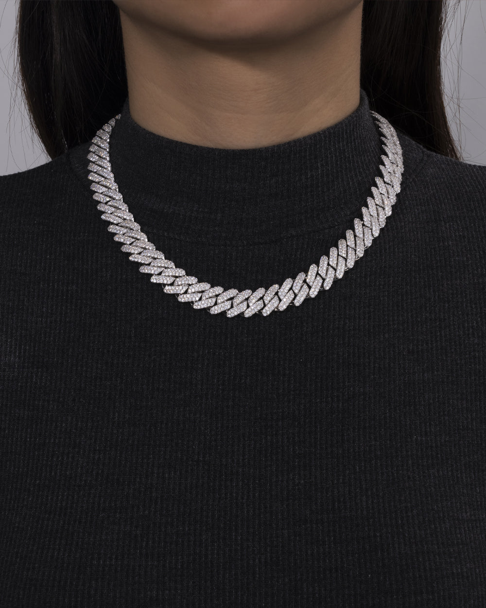 MOISSANITE CUBAN CHAIN. - 14MM WHITE GOLD - Drippy Amsterdam