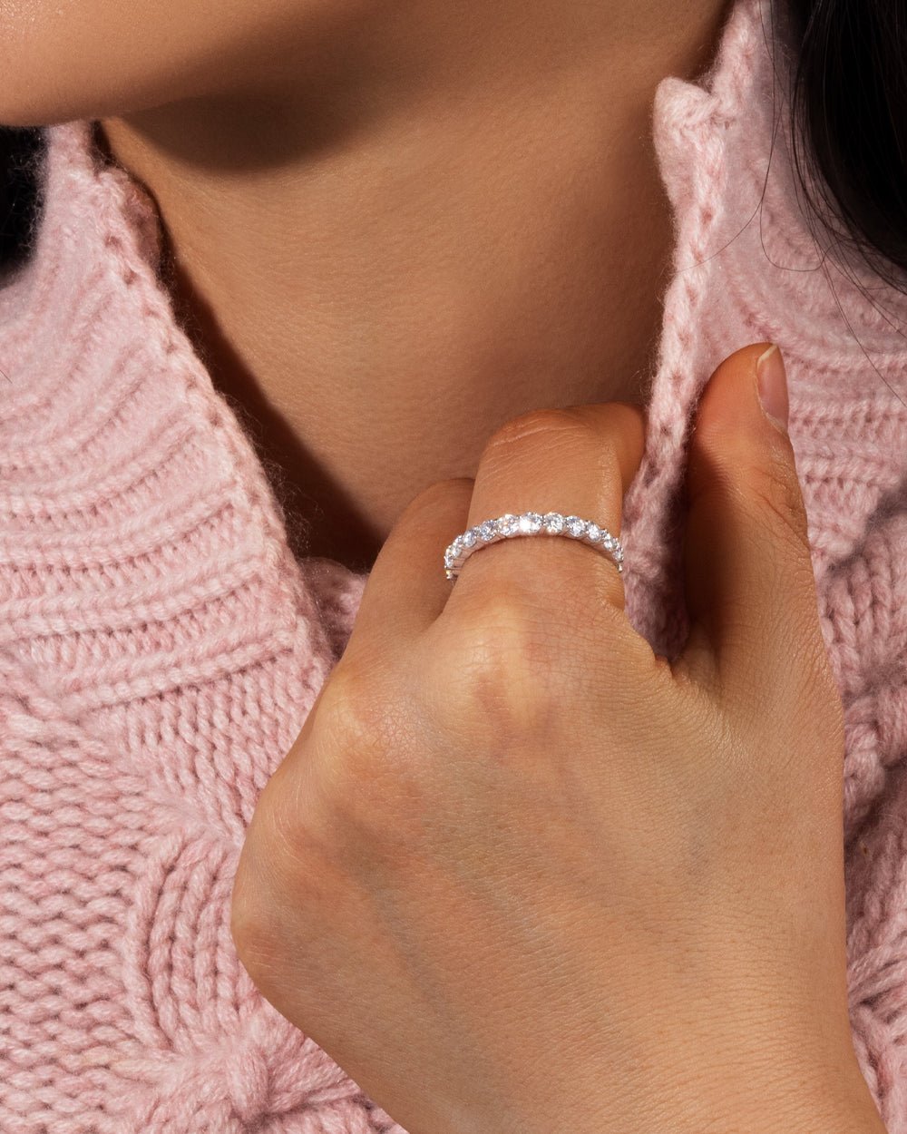MOISSANITE ETERNITY RING. - 3MM 925 SILVER - Drippy Amsterdam