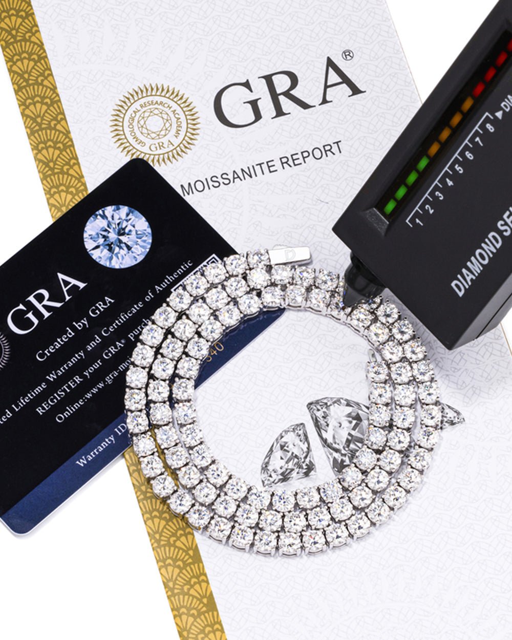 MOISSANITE TENNIS CHAIN. - 5MM 925 SILVER - Drippy Amsterdam