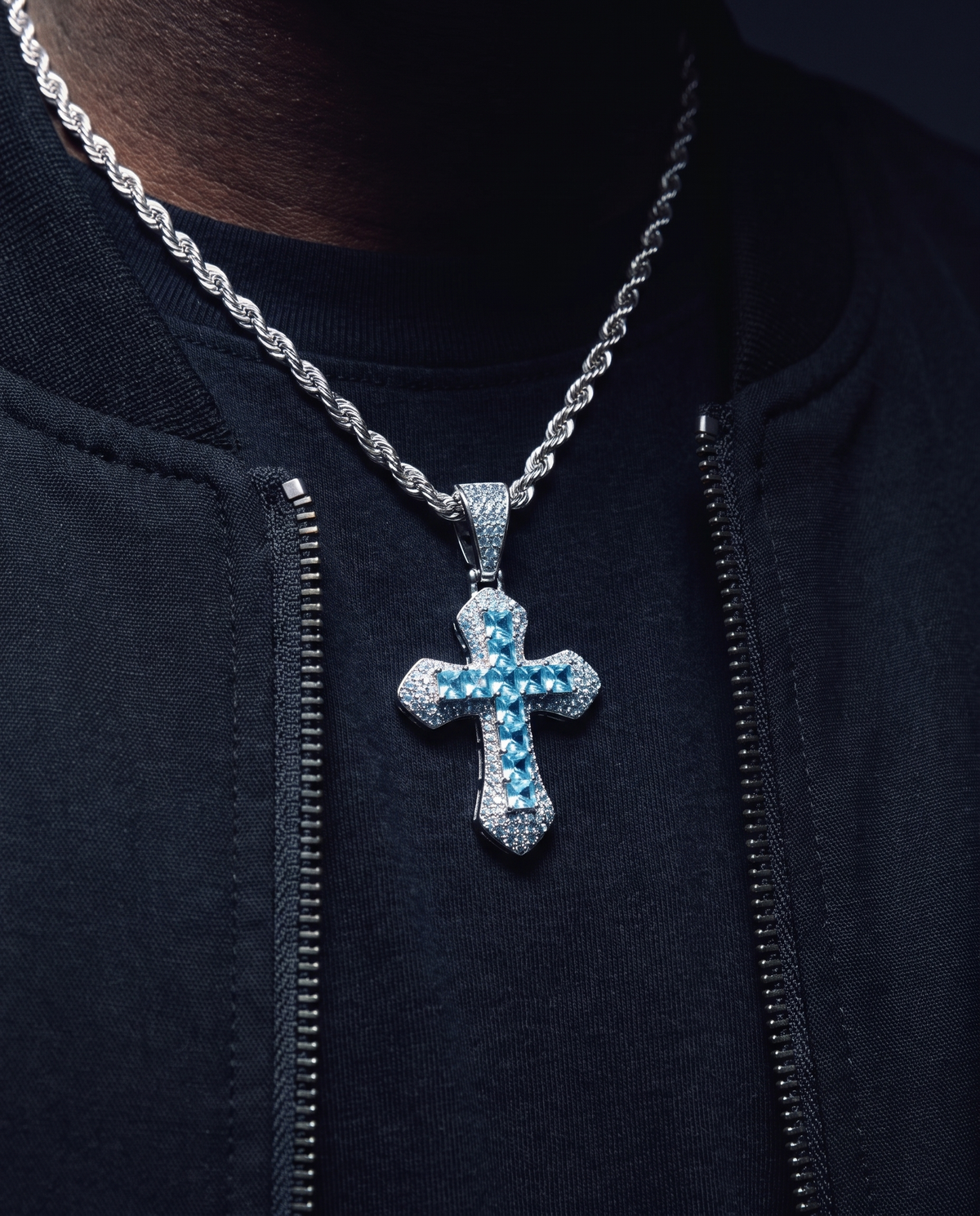 BLUE CROSS PENDANT. - 925