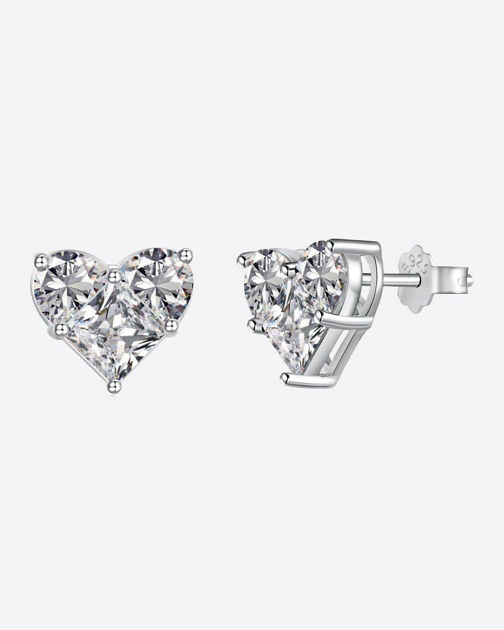 DAZZLING HEART STUDS 925. - WHITE GOLD - Drippy Amsterdam