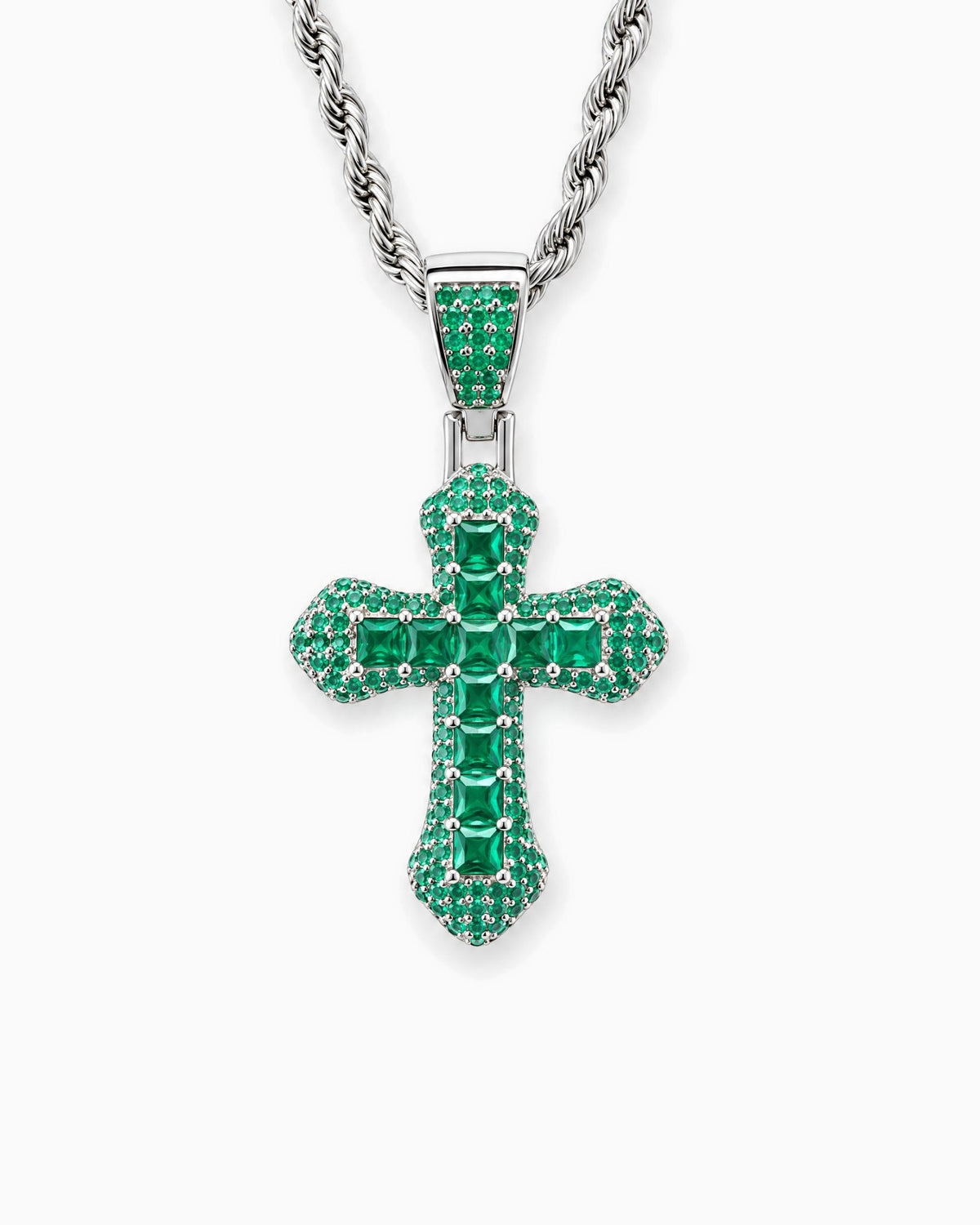 EMERALD CROSS PENDANT. - 925