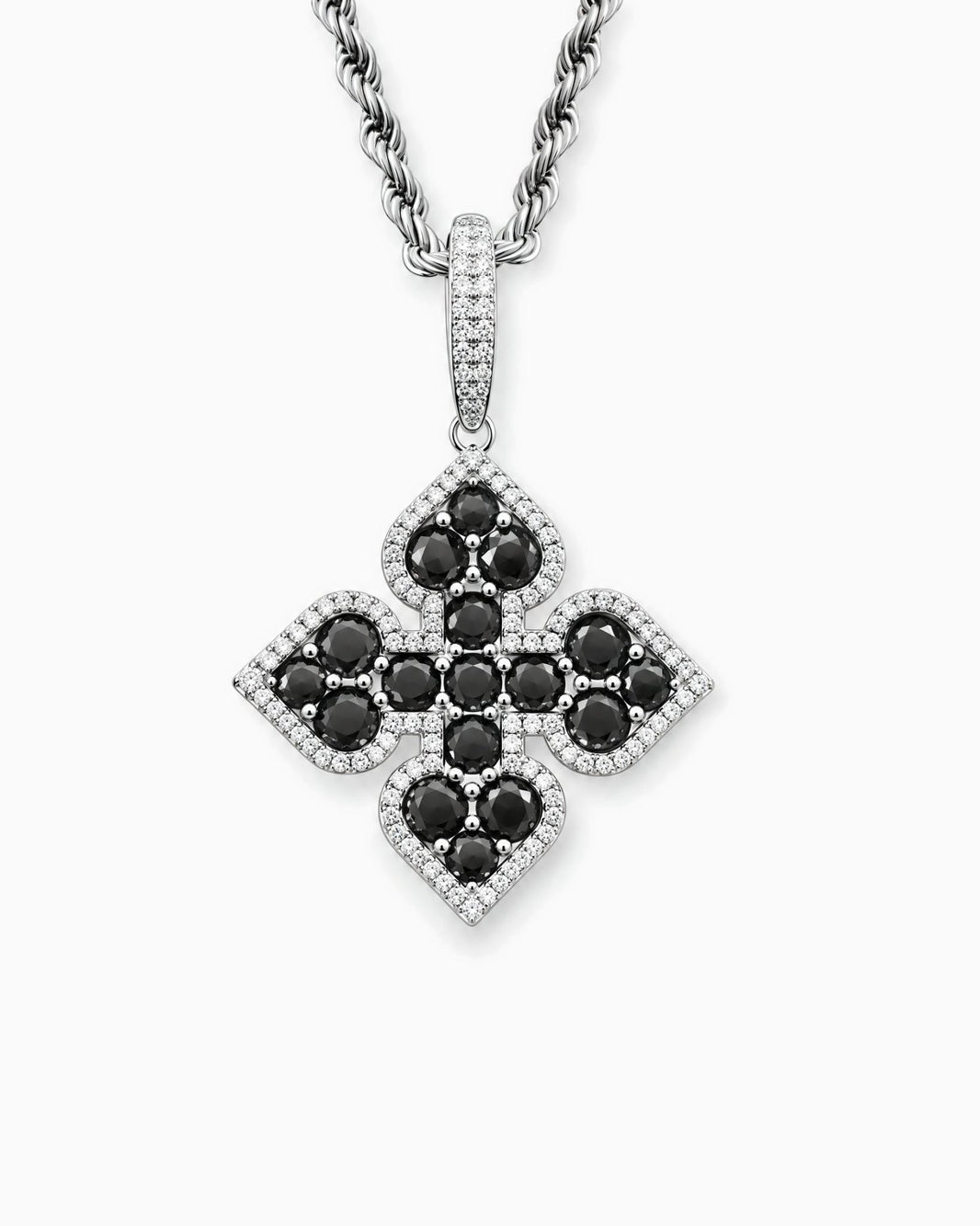 MOISSANITE BLACK CLOVER PENDANT.