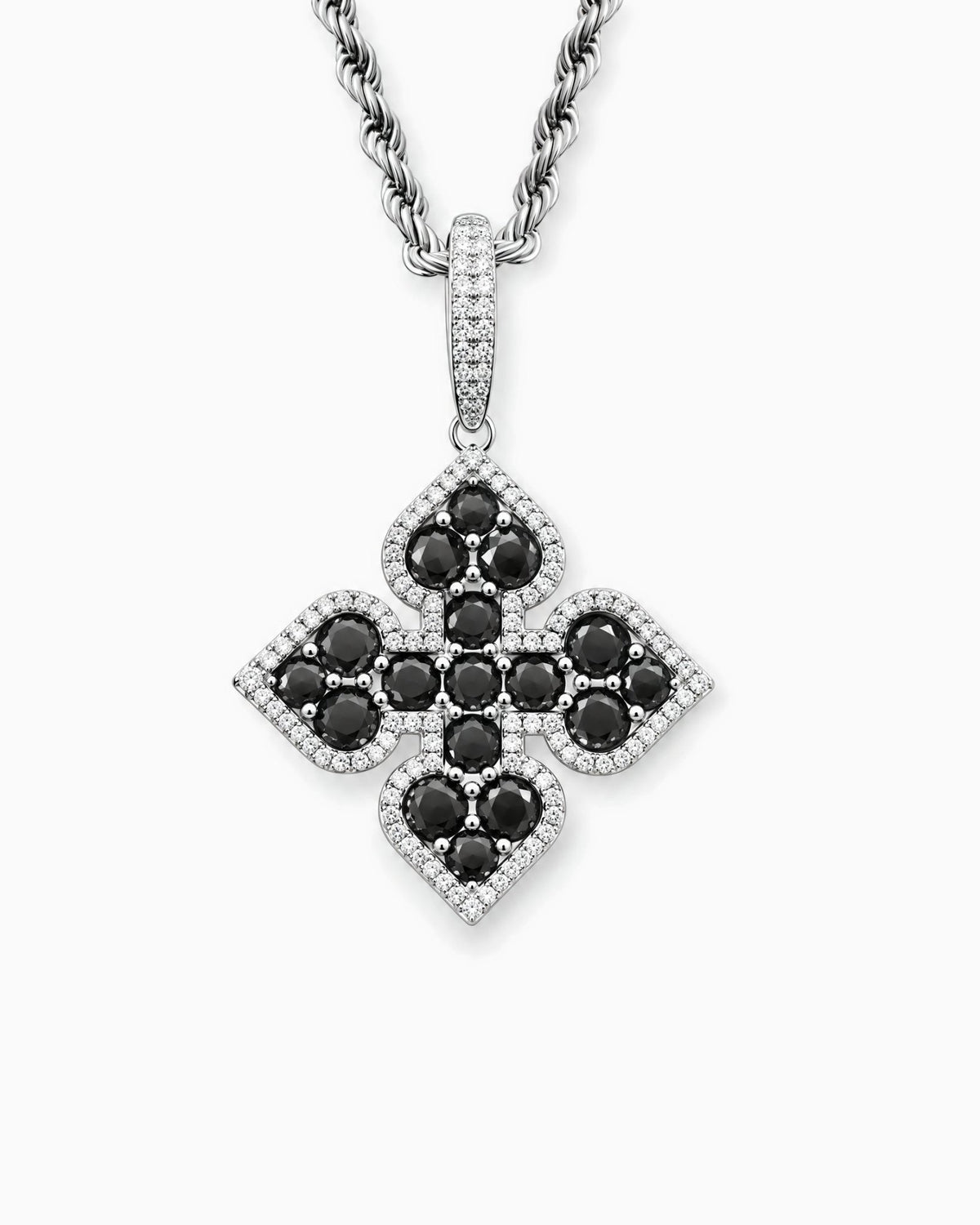 MOISSANITE BLACK CLOVER PENDANT.