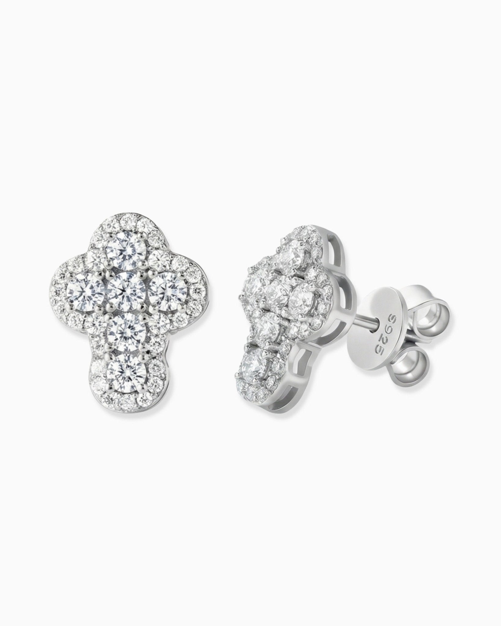 MOISSANITE CLOUD CROSS STUDS. - Drippy Amsterdam