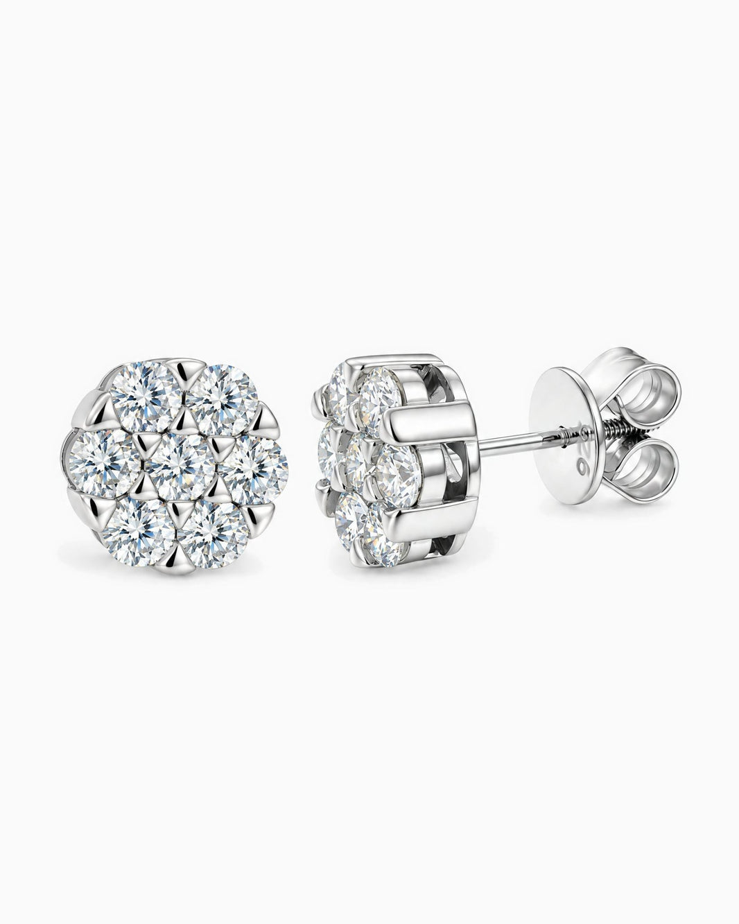 MOISSANITE CLUSTER EARRINGS.