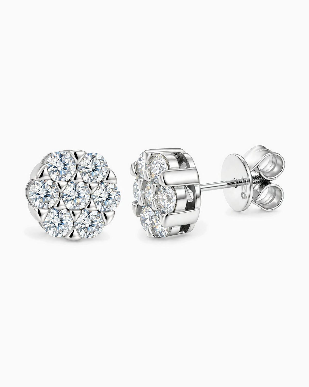 MOISSANITE CLUSTER EARRINGS.