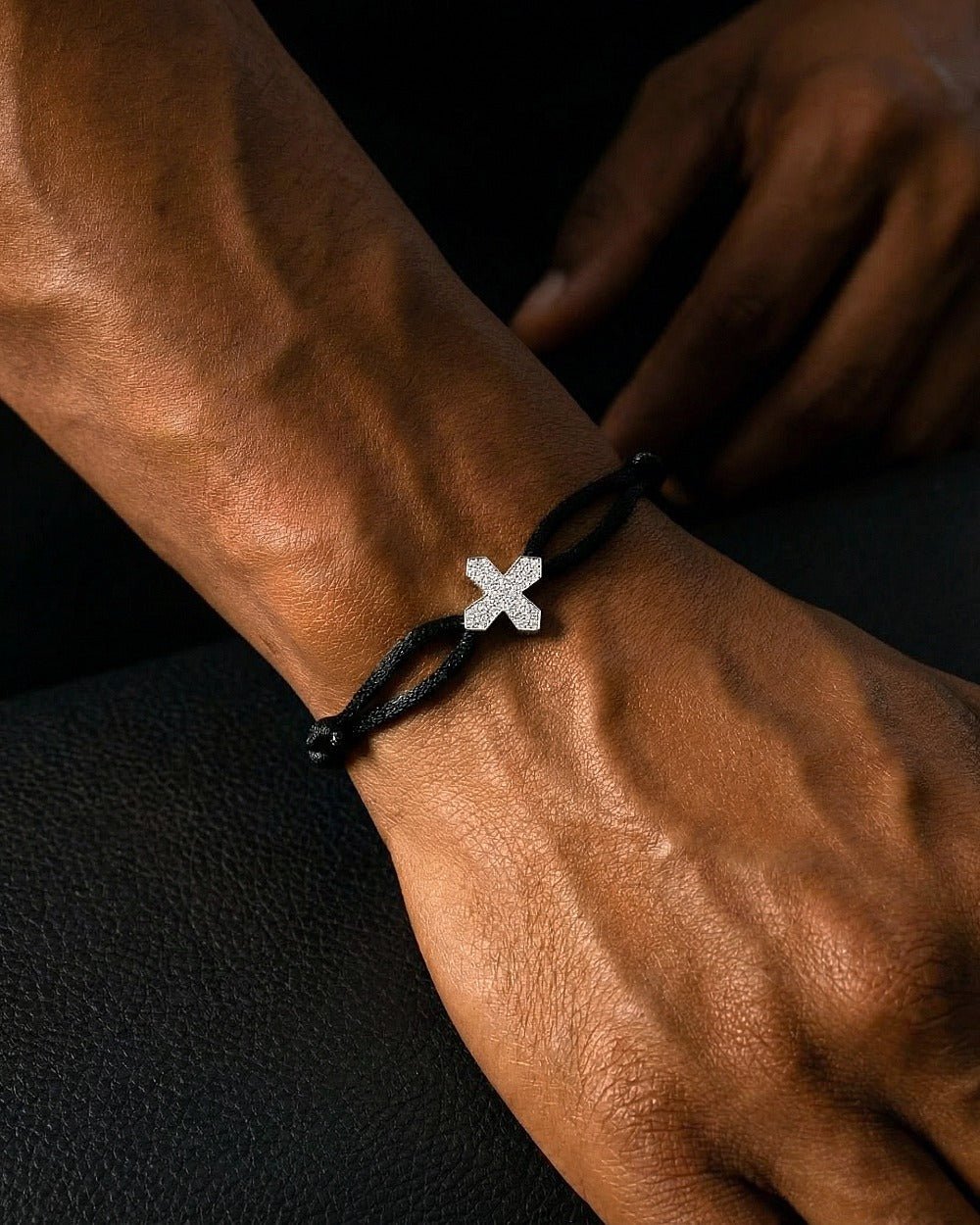 MOISSANITE CROSS CORD BRACELET. - Drippy Amsterdam
