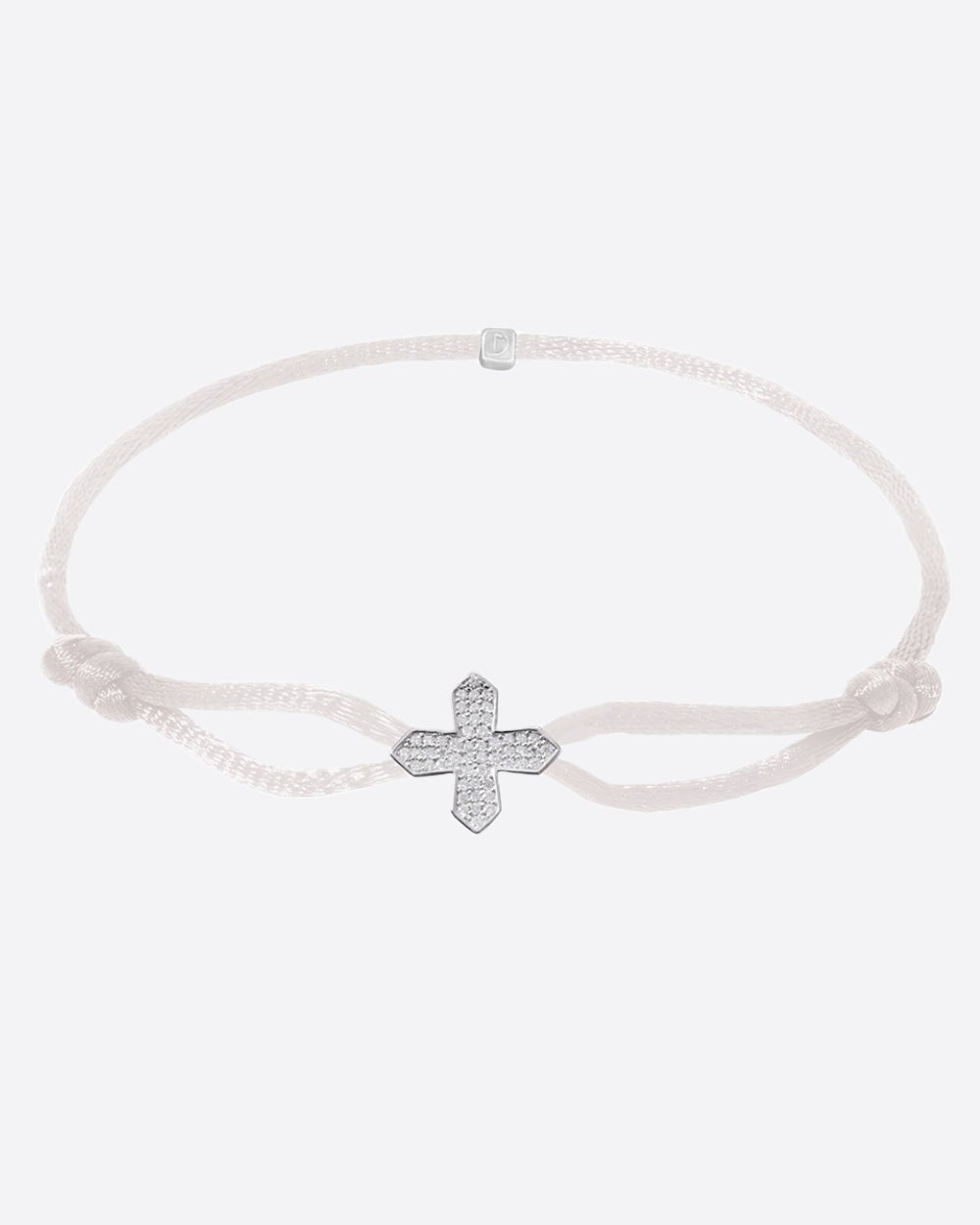 MOISSANITE CROSS CORD BRACELET 925. - WHITE GOLD - Drippy Amsterdam