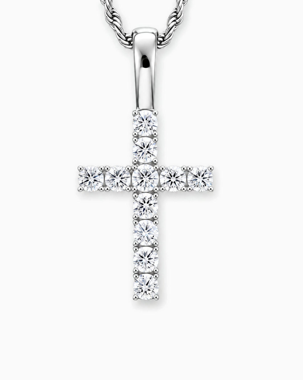 MOISSANITE CROSS PIECE PENDANT.