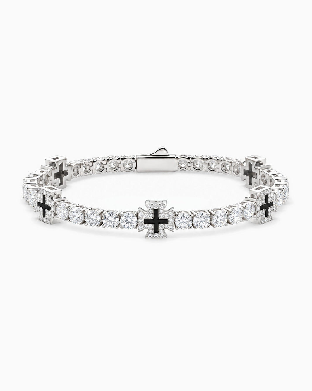 MOISSANITE CROSS TENNIS BRACELET.