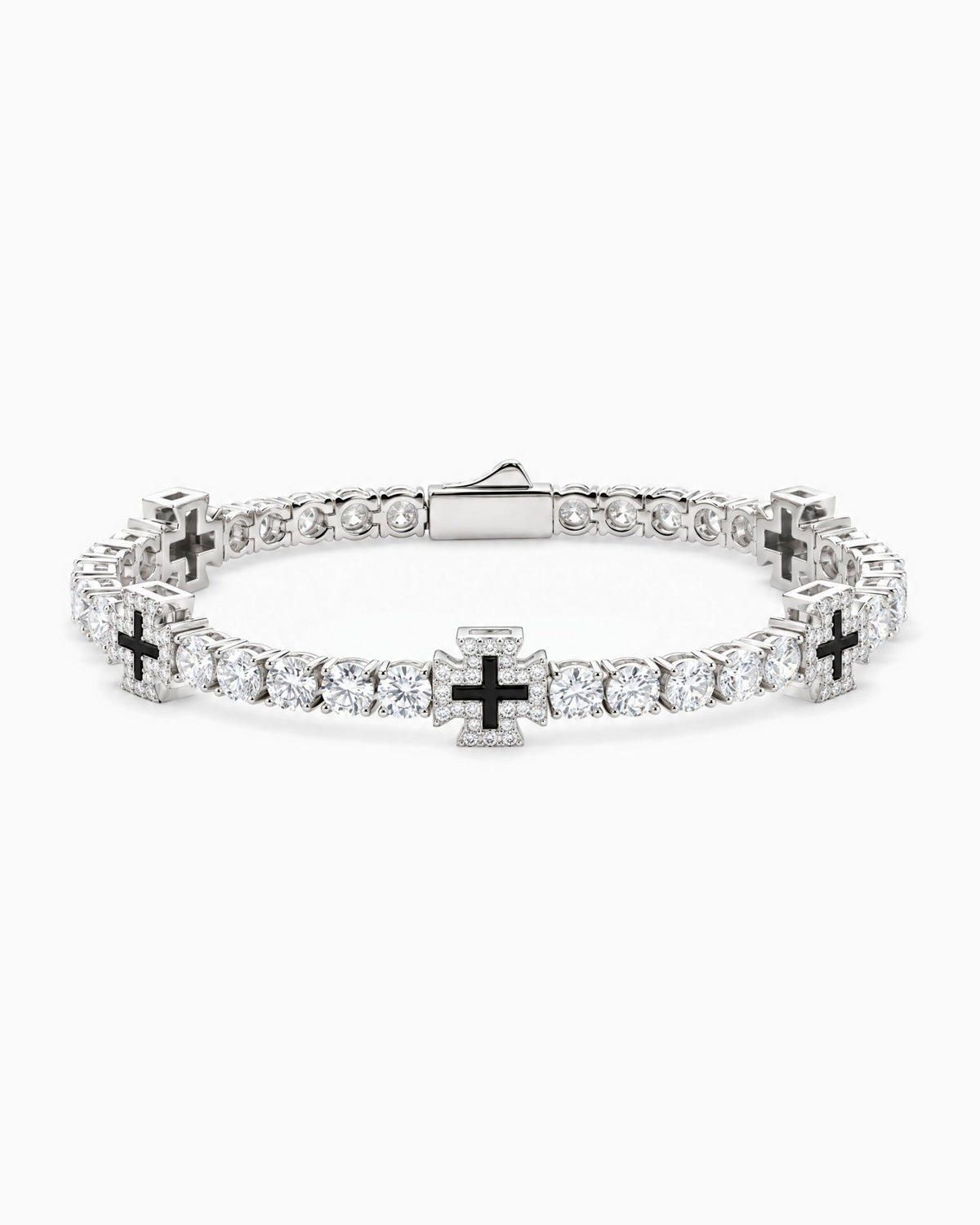 MOISSANITE CROSS TENNIS BRACELET.