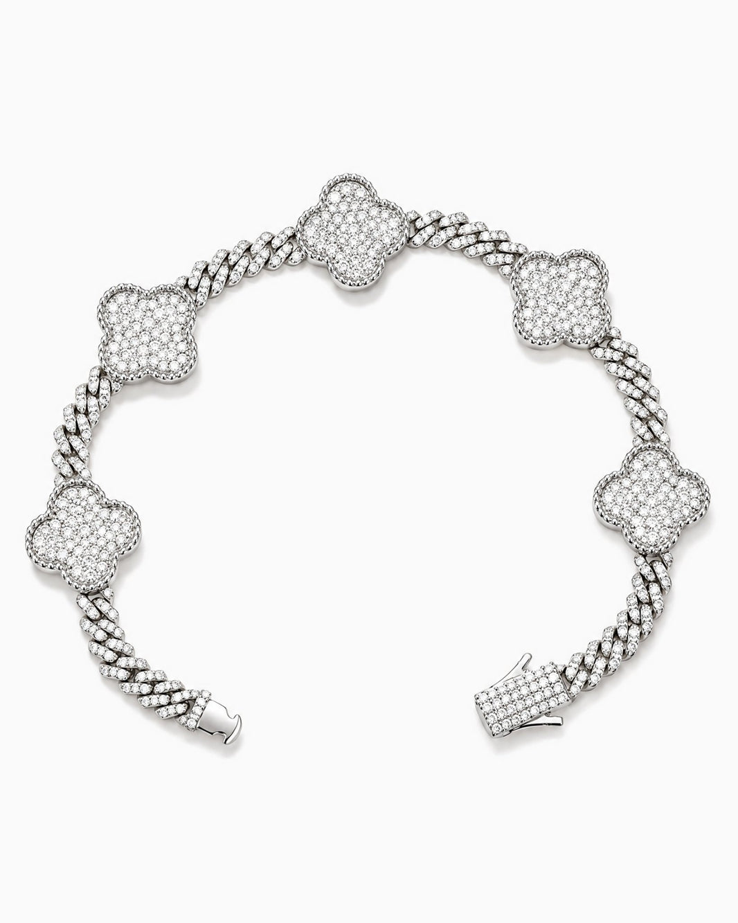 MOISSANITE CUBAN CLOVER BRACELET.