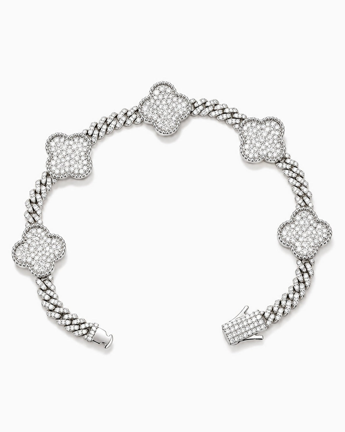 MOISSANITE CUBAN CLOVER BRACELET.