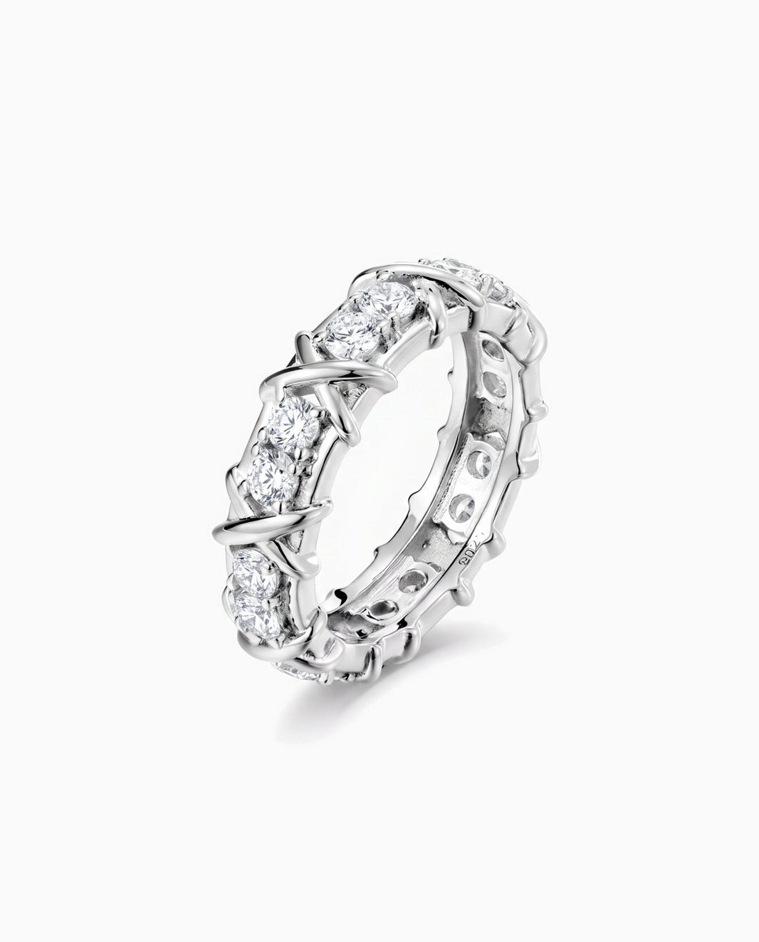 MOISSANITE ETERNITY X RING.