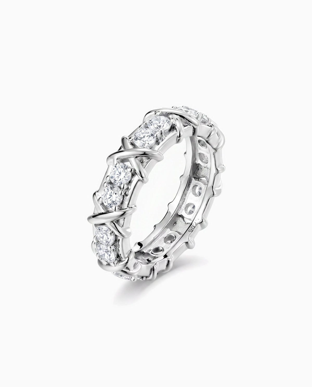 MOISSANITE ETERNITY X RING.