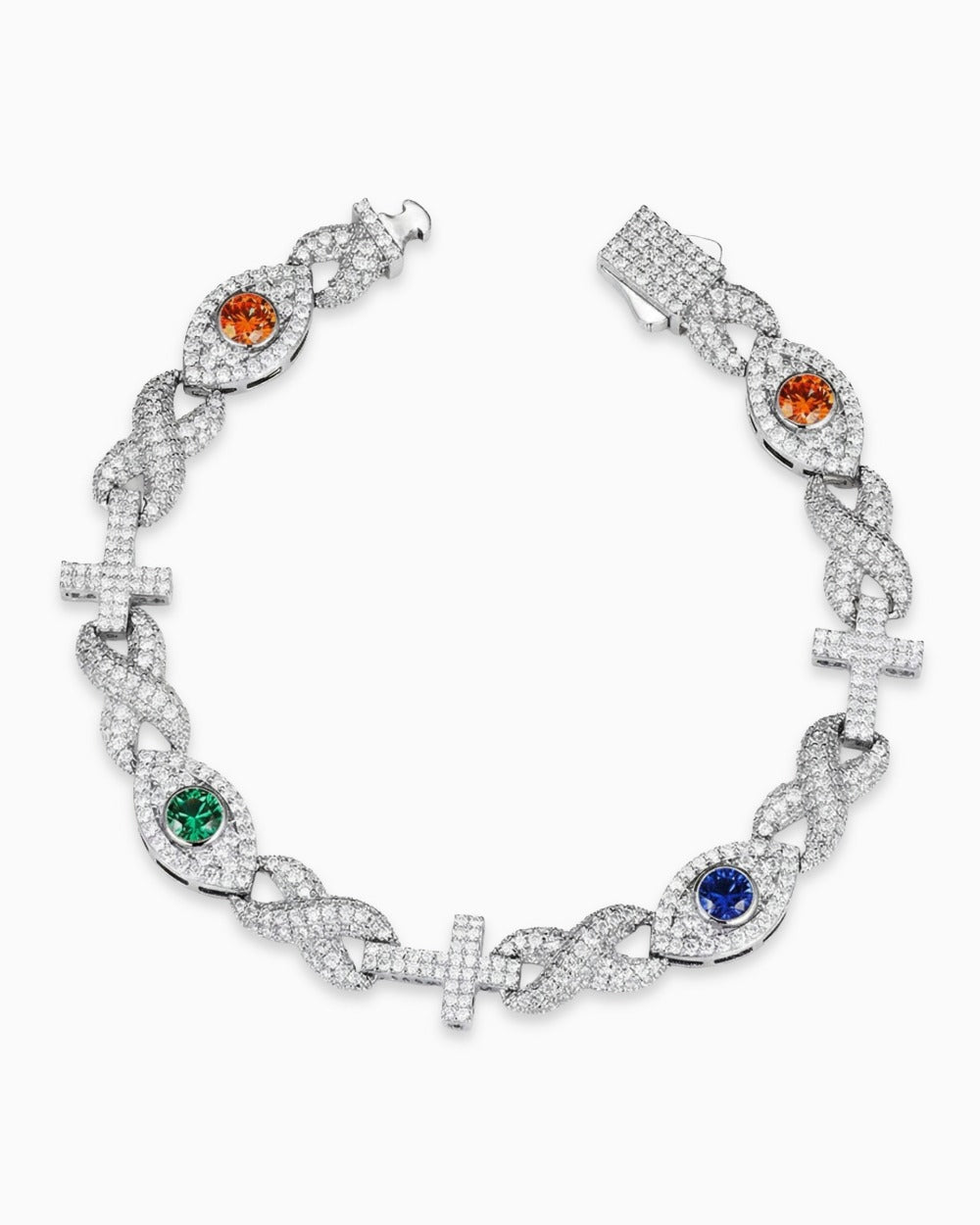 MOISSANITE EYES & CROSSES BRACELET. - Drippy Amsterdam