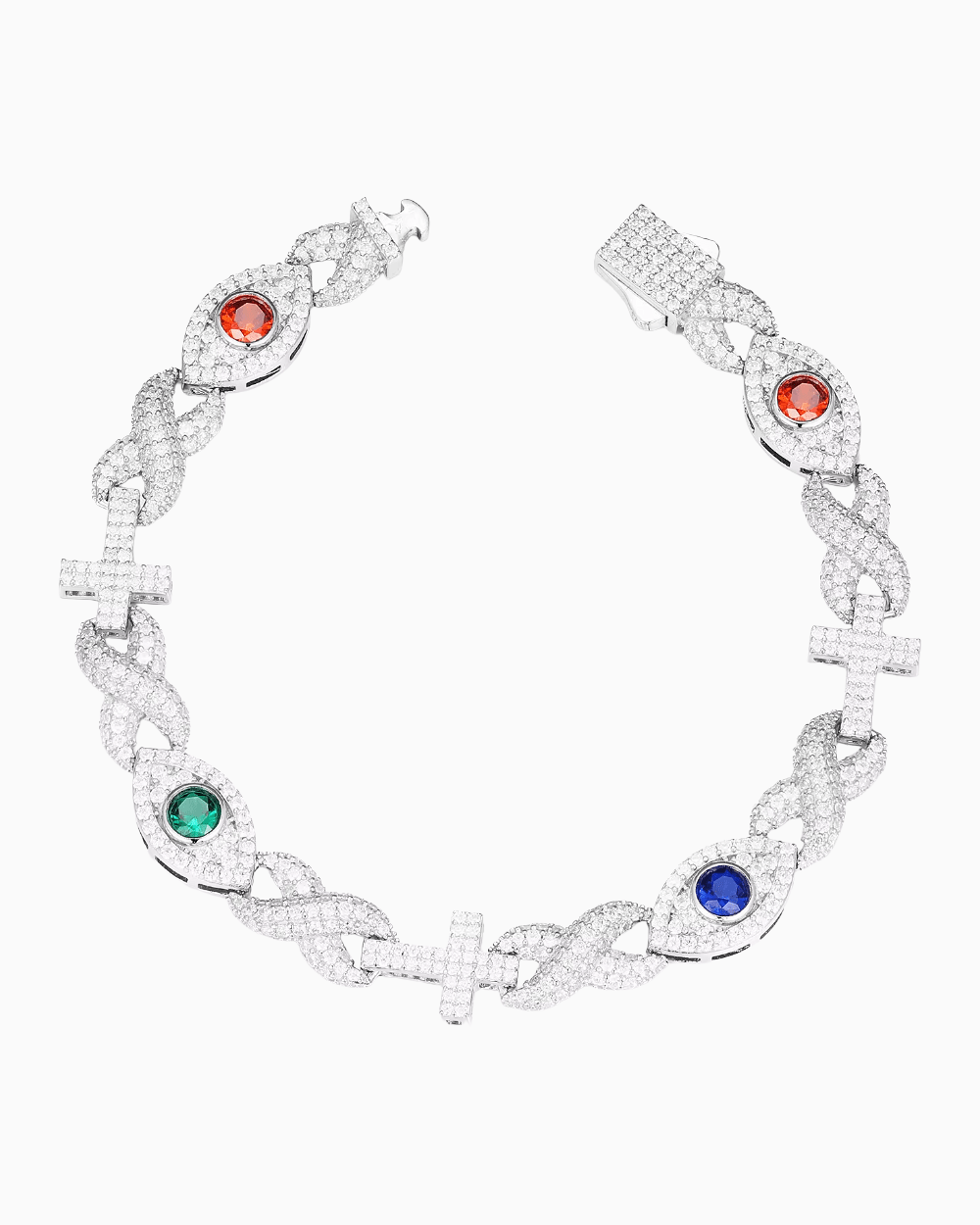MOISSANITE EYES & CROSSES BRACELET. - Drippy Amsterdam