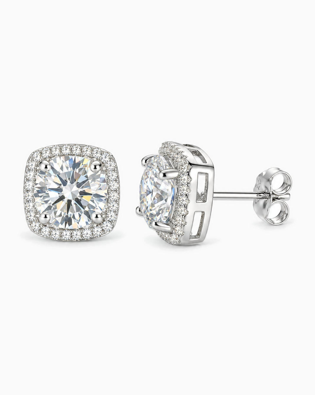 MOISSANITE HALO EARRINGS.