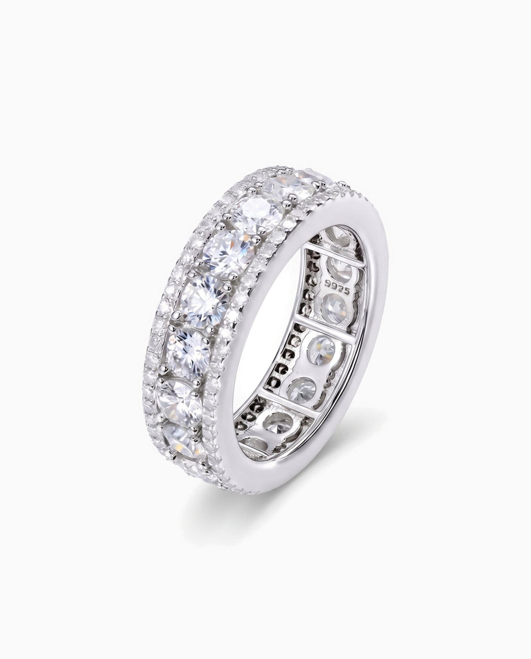 MOISSANITE ICED BAND RING.