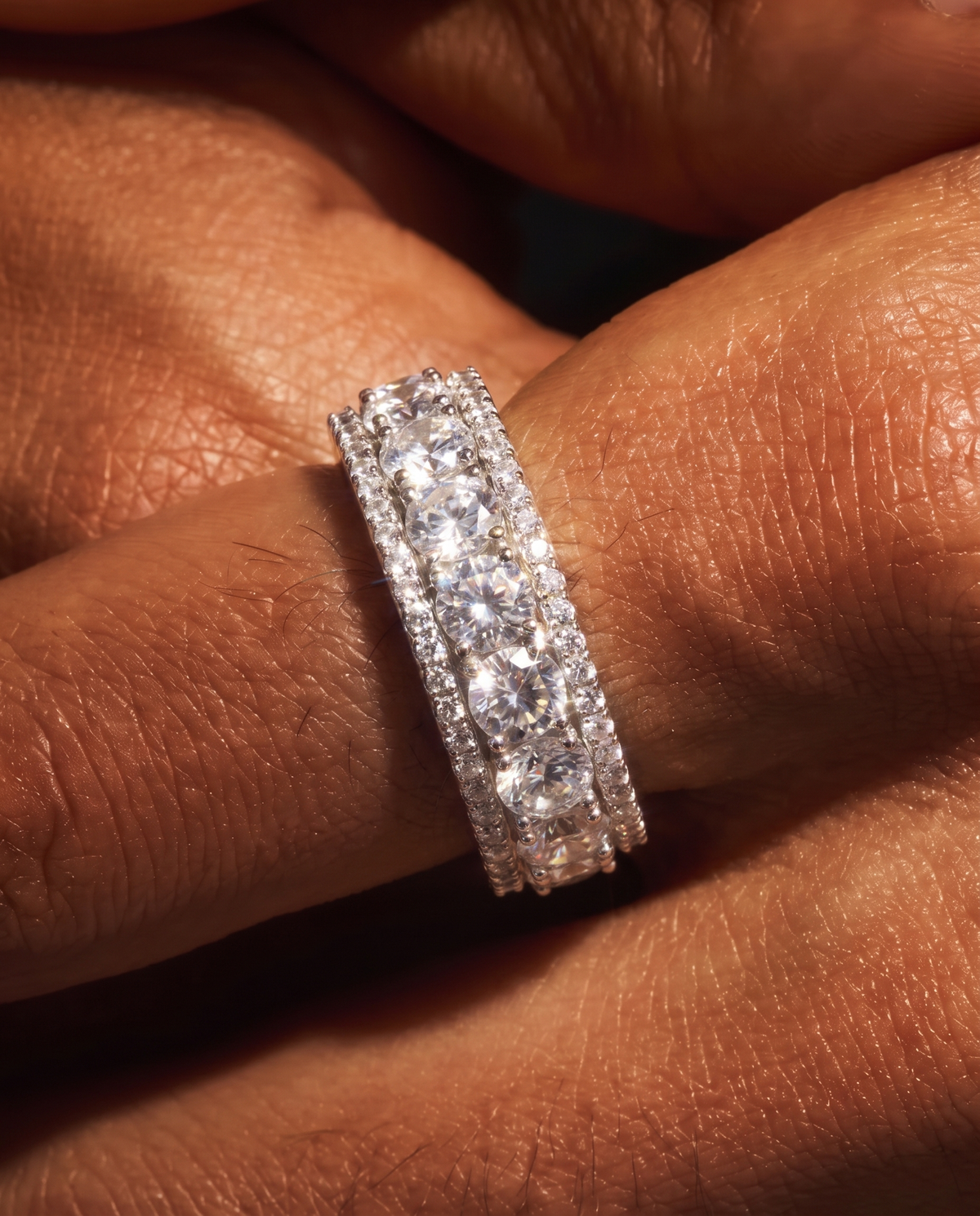 MOISSANITE ICED BAND RING.