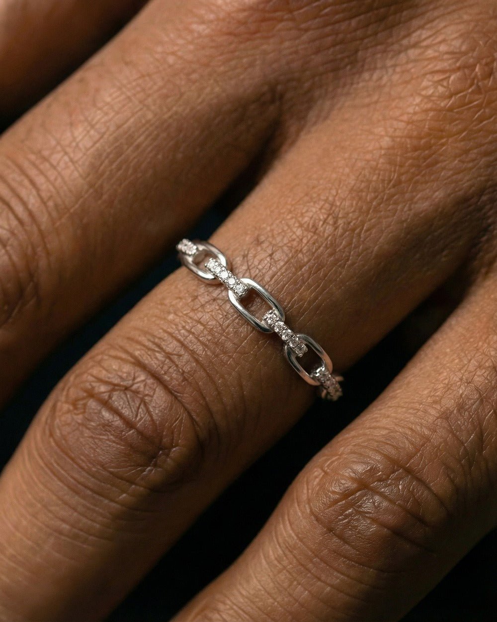 MOISSANITE ICED CHAIN RING. - Drippy Amsterdam