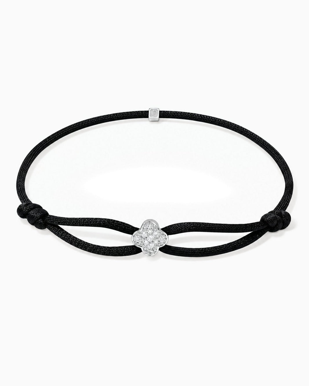 MOISSANITE ICED CLOVER CORD BRACELET.