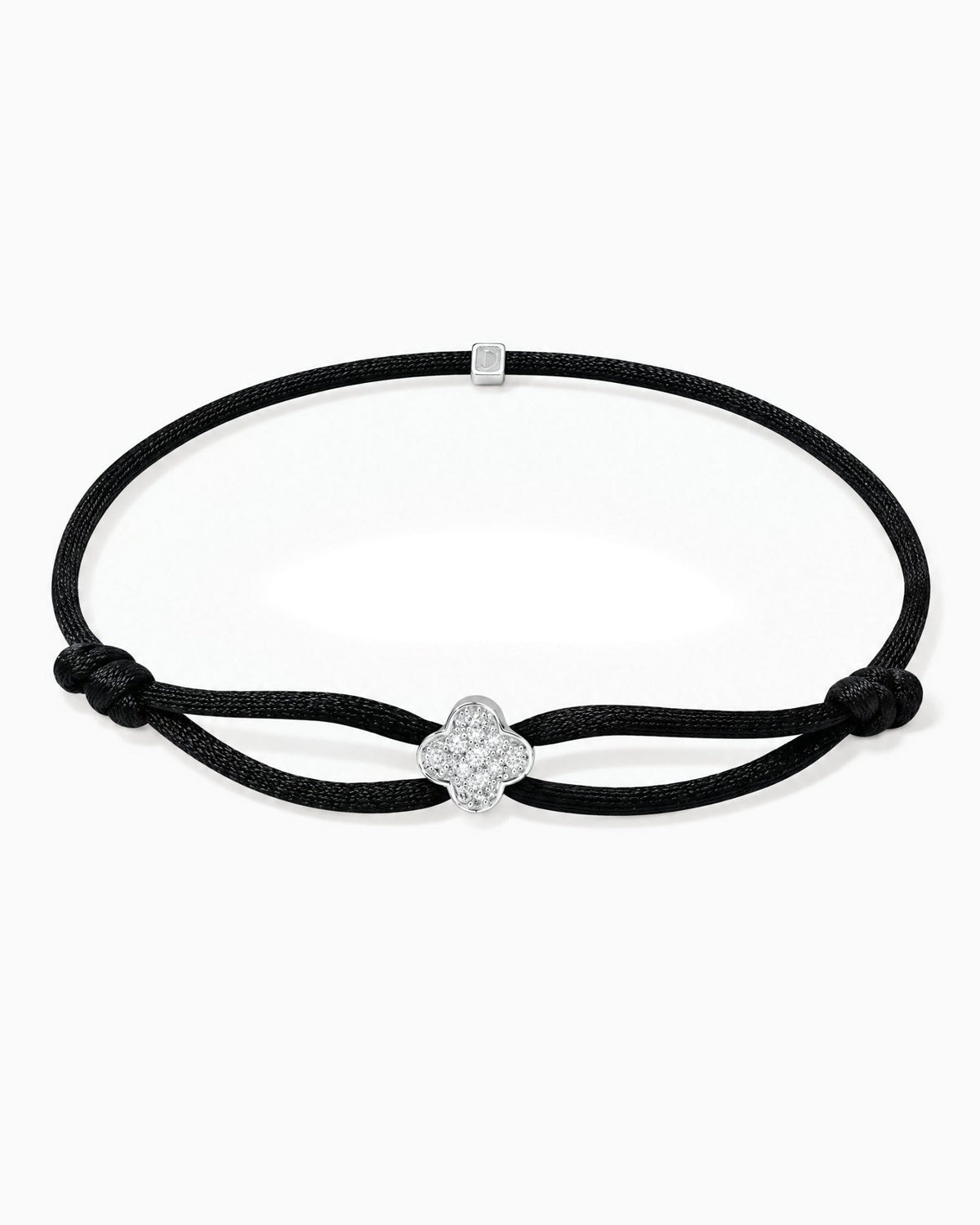 MOISSANITE ICED CLOVER CORD BRACELET.