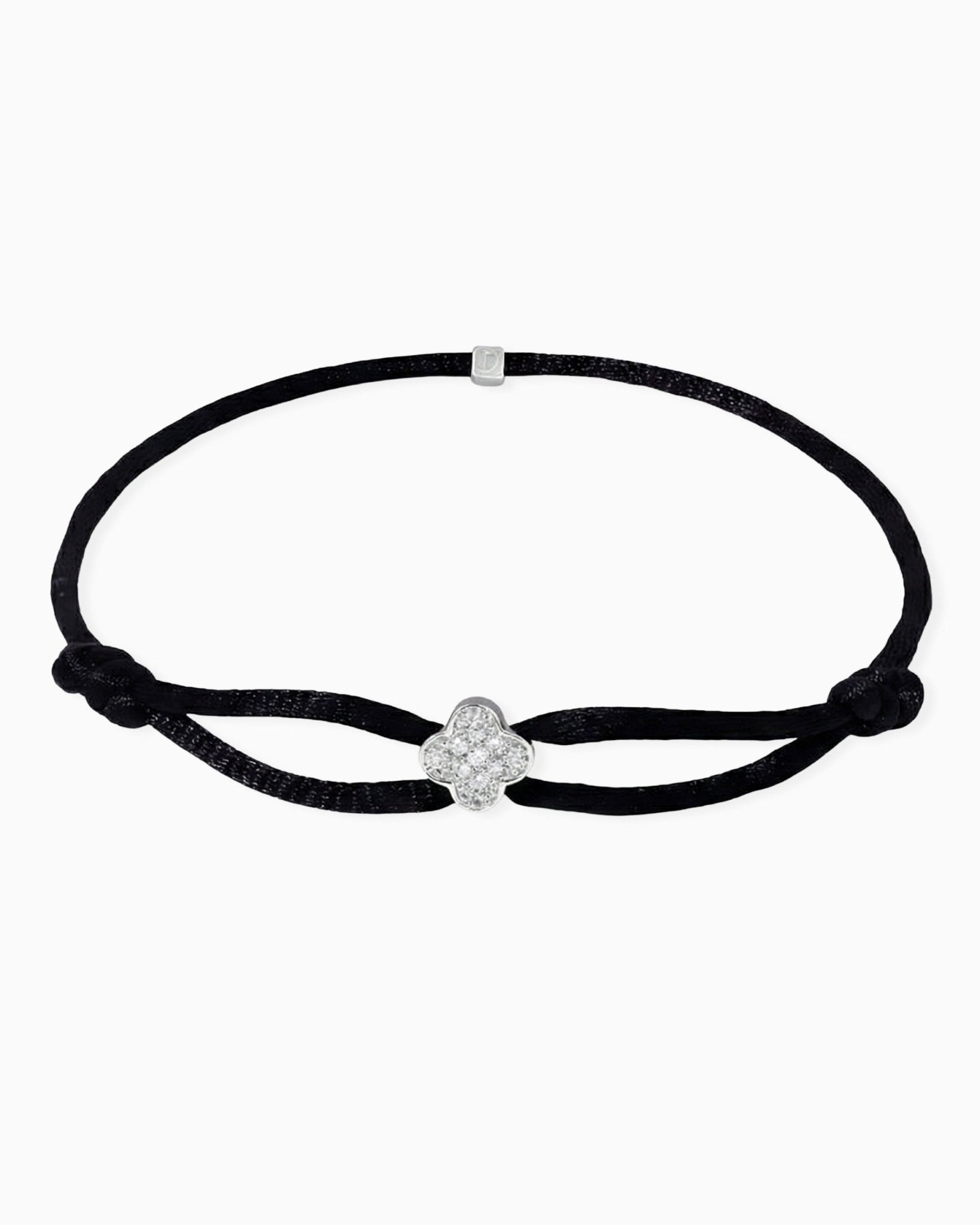 MOISSANITE ICED CLOVER CORD BRACELET. - Drippy Amsterdam