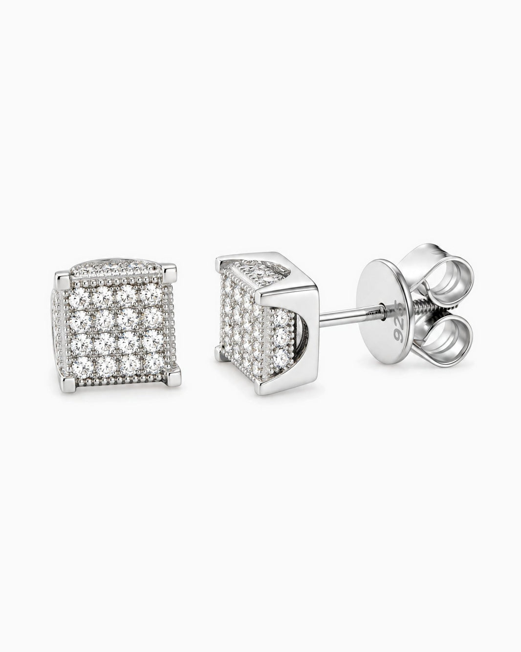 MOISSANITE ICED SQUARE EARRINGS.
