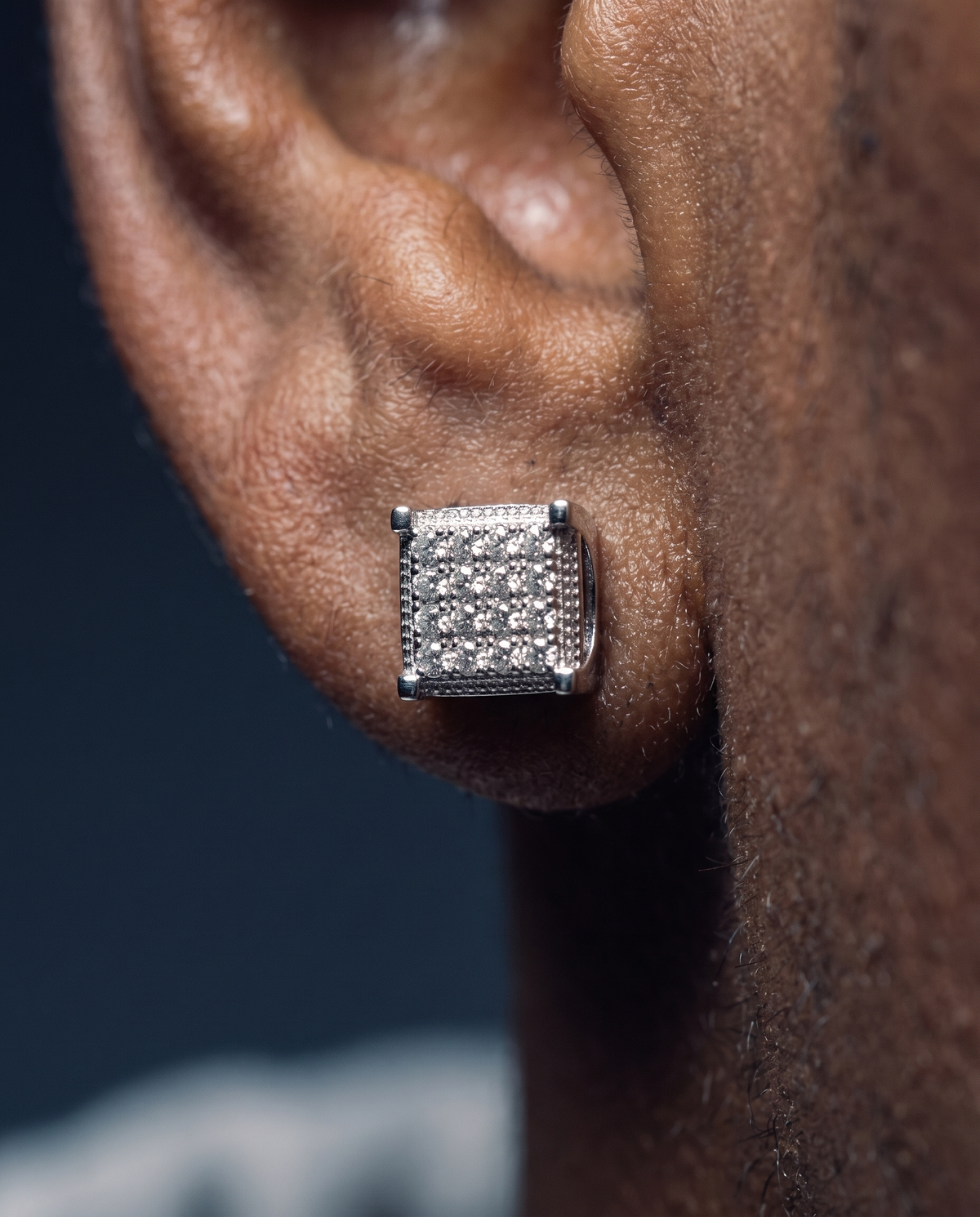 MOISSANITE ICED SQUARE EARRINGS.
