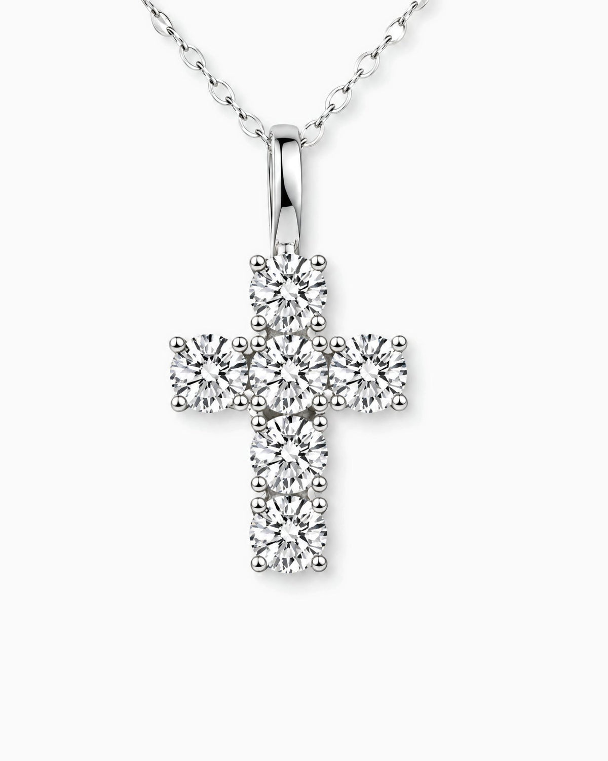 MOISSANITE MICRO CROSS PENDANT.