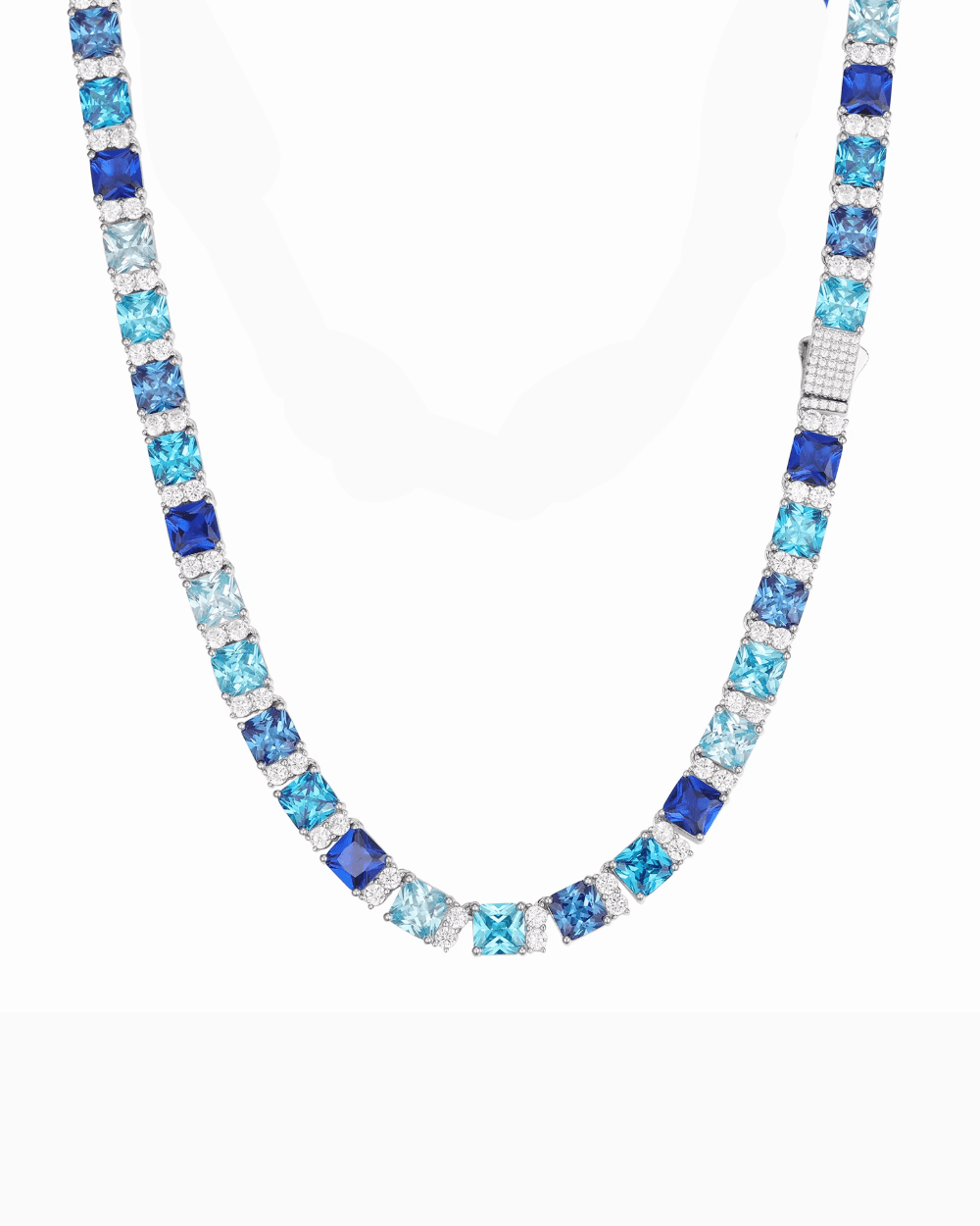 MOISSANITE OCEAN BLUE STONES CHAIN. - Drippy Amsterdam