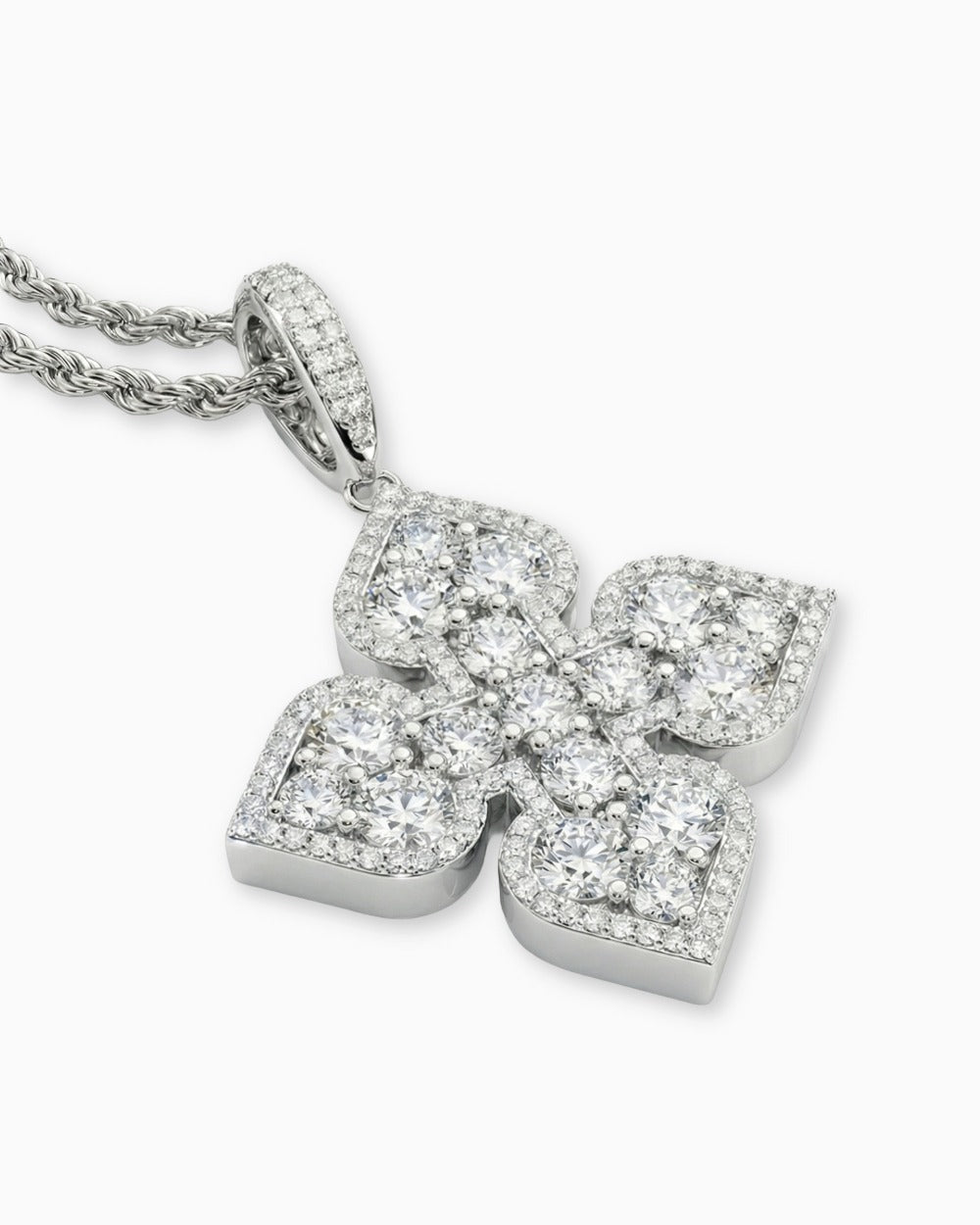 MOISSANITE WHITE CLOVER PENDANT. - Drippy Amsterdam