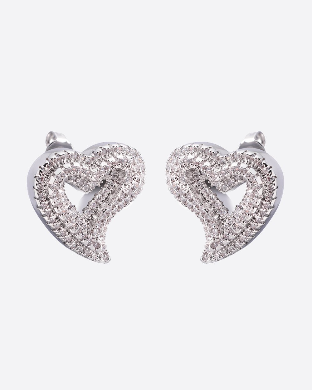PAVED HEARTS STUDS. - WHITE GOLD - Drippy Amsterdam